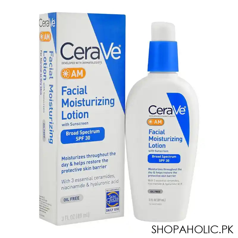 CeraVe AM Oil Free Facial Moisturizing Day Lotion With Sunscreen, 89ml - Main Image