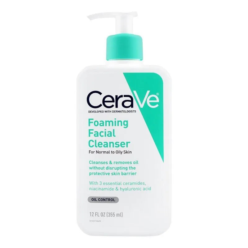 cerave foaming facial cleanser, normal to oily skin, 355ml main image