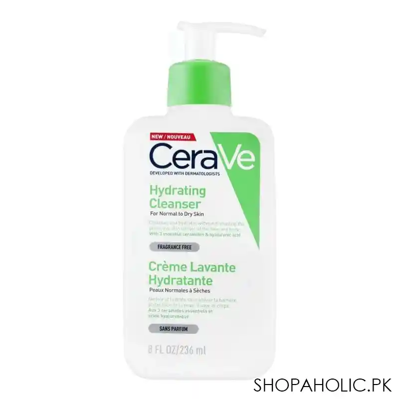 cerave fragrance free hydrating cleanser, normal to dry skin, 236ml main image