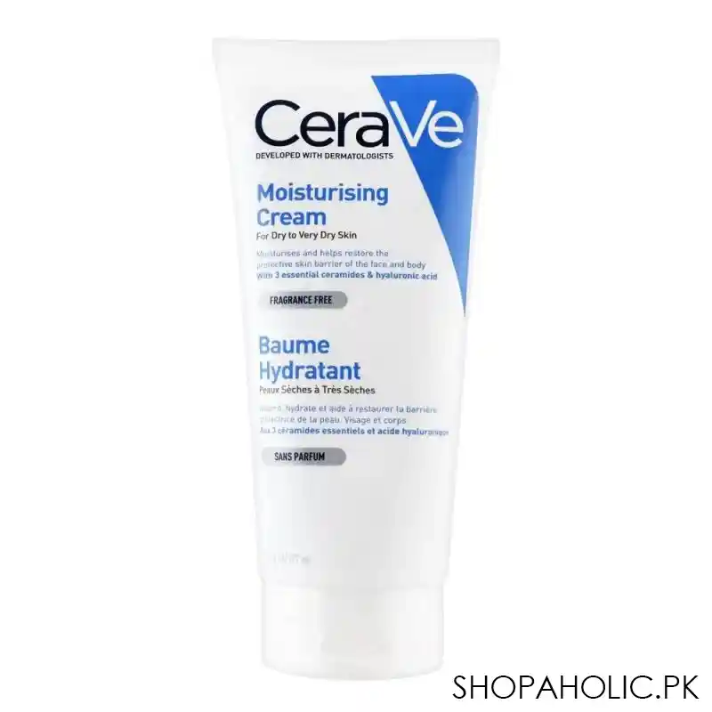 cerave fragrance free moisturizing cream, dry to very dry skin, 177ml main image