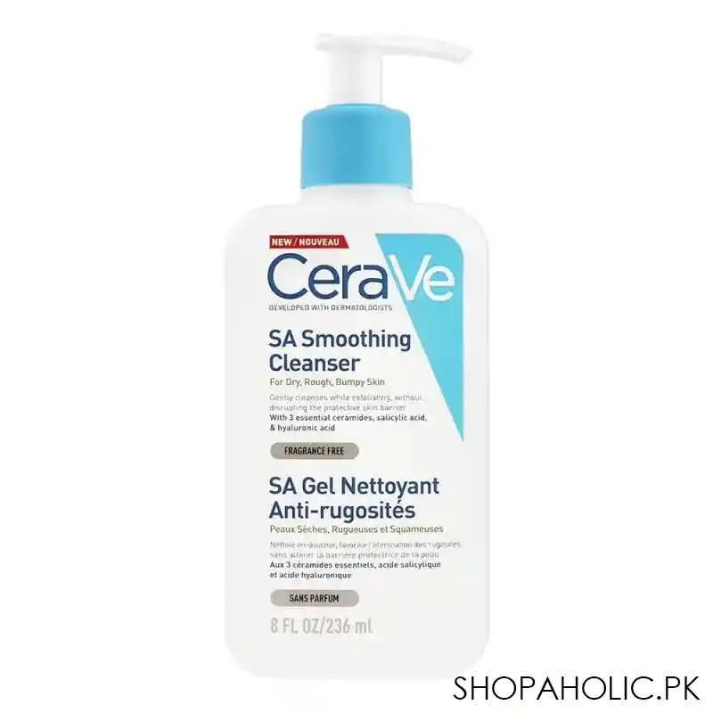 cerave fragrance free sa smoothing cleanser, for dry, rough & bumpy skin, 236ml main image