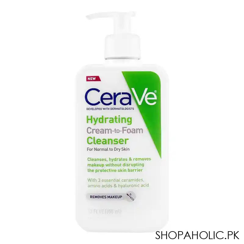 CeraVe Hydrating Cream-To-Foam Cleanser, Normal To Dry Skin, 355ml - Main Image