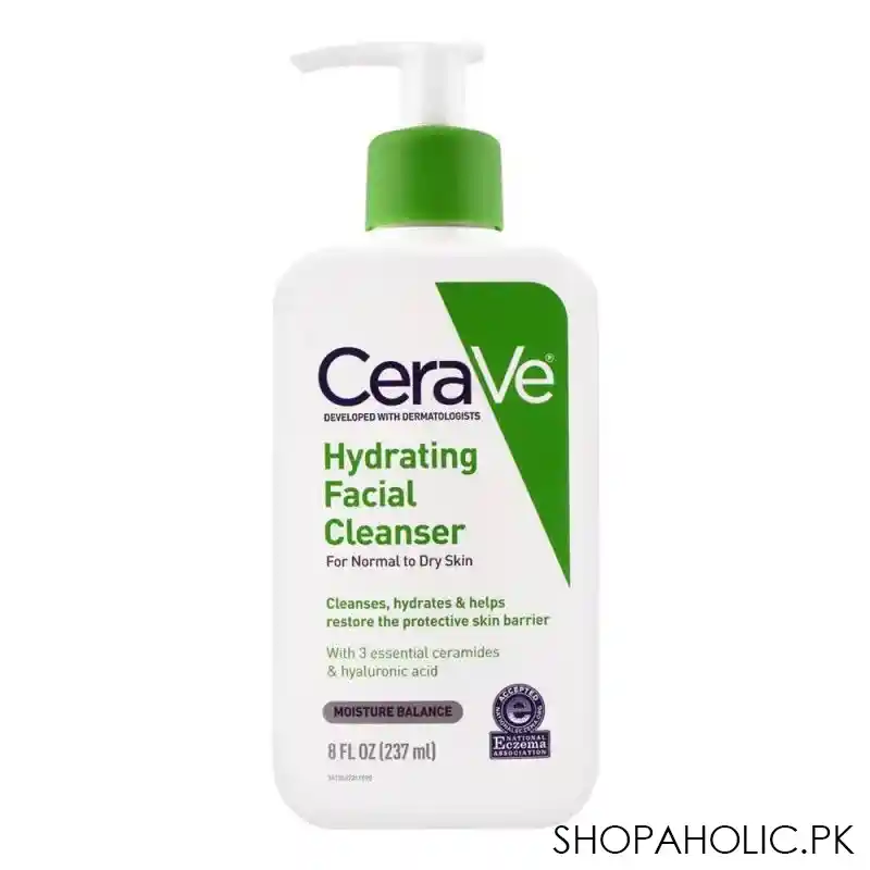 cerave hydrating facial cleanser, normal to dry skin, 237ml main image