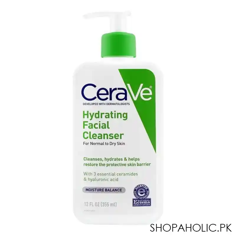 cerave hydrating facial cleanser, normal to dry skin, 355ml main image