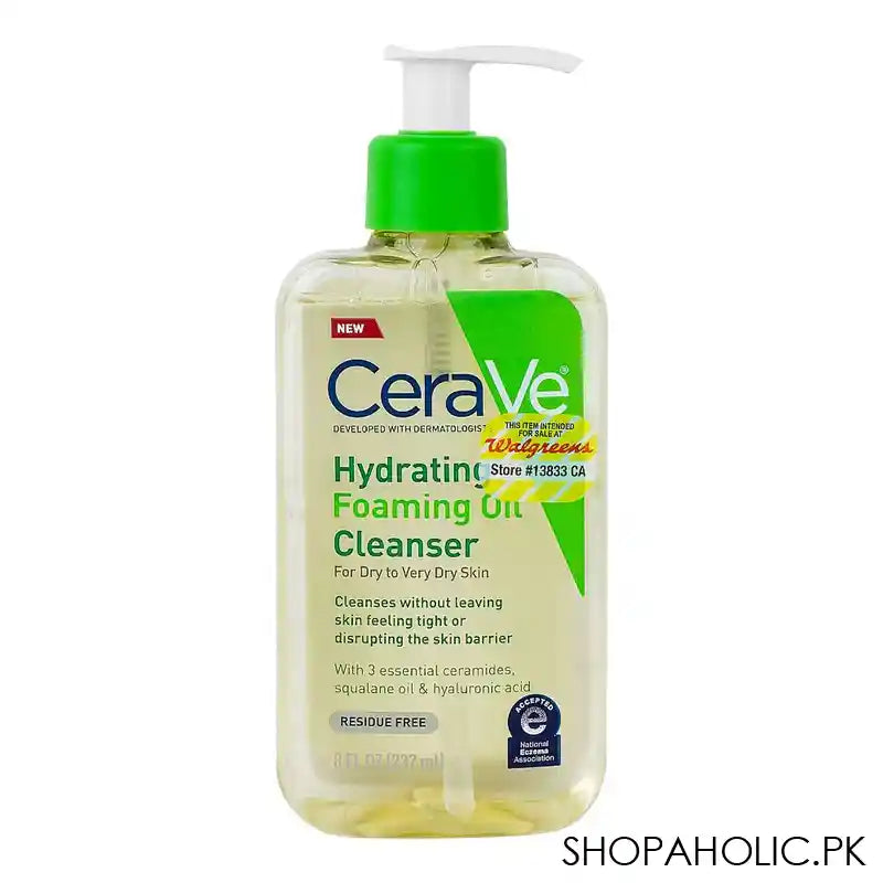 CeraVe Hydrating Foaming Oil Cleanser With Hyaluronic Acid, Ceramides & Squalane Oil, For Dry To Very Skin, 237ml - Main Image