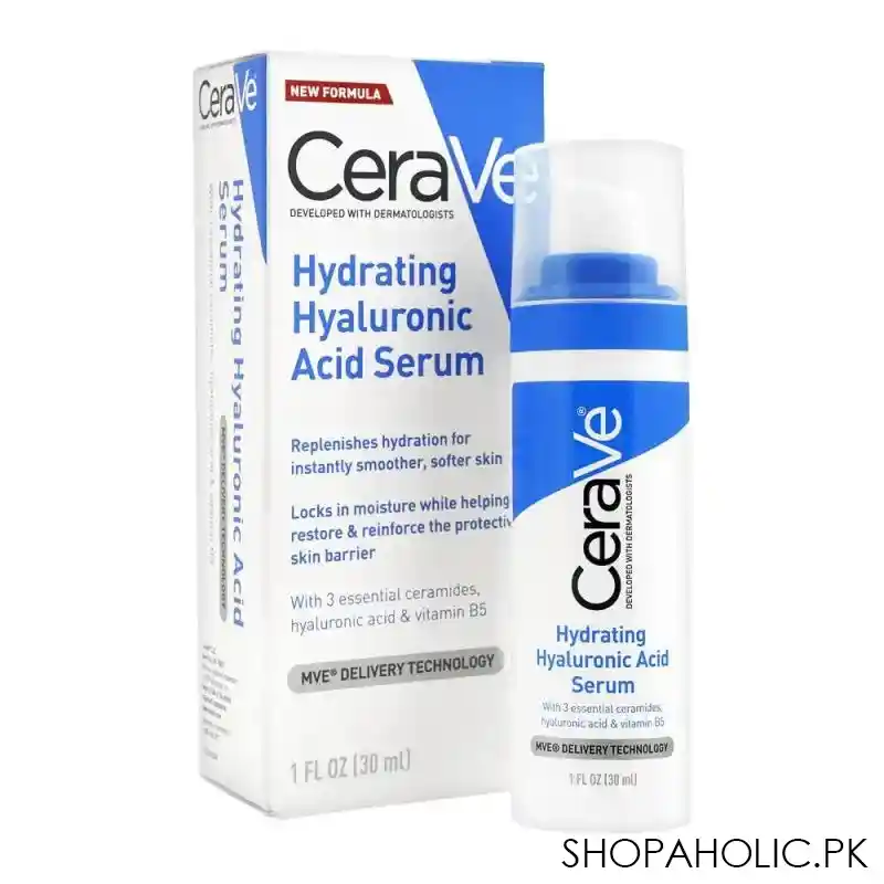 cerave hydrating hyaluronic acid serum for softer skin, 30ml main image