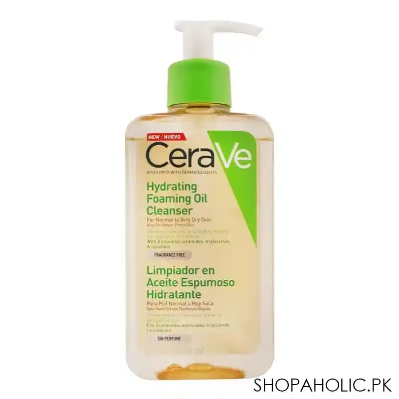 cerave hydrating normal to very dry skin foaming cleanser, 236ml main image