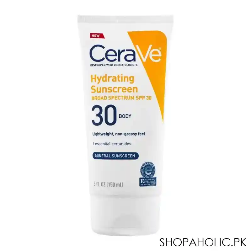 cerave hydrating sunscreen broad spectrum, spf 30, body, 150ml main image