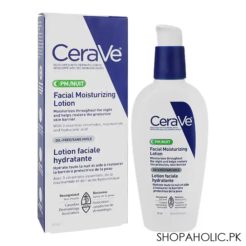 CeraVe PM/Nuit Facial Moisturizing Lotion With Hyaluronic Acid, Ceramides & Niacinamide, Oil-Free, 89ml - Main Image