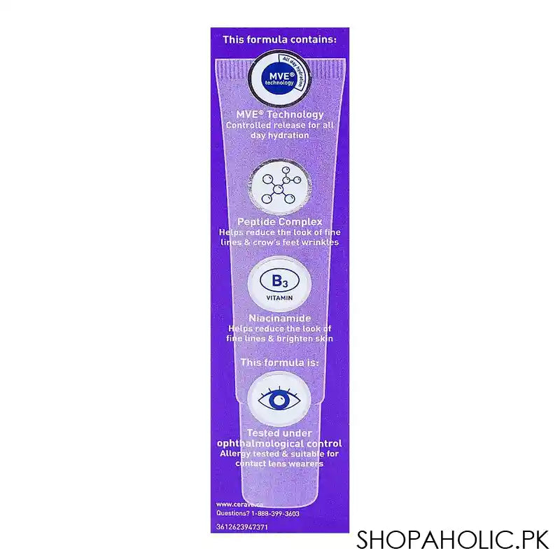 CeraVe Skin Renewing Eye Cream With Niacinamide and Caffeine, 15ml - Image 2