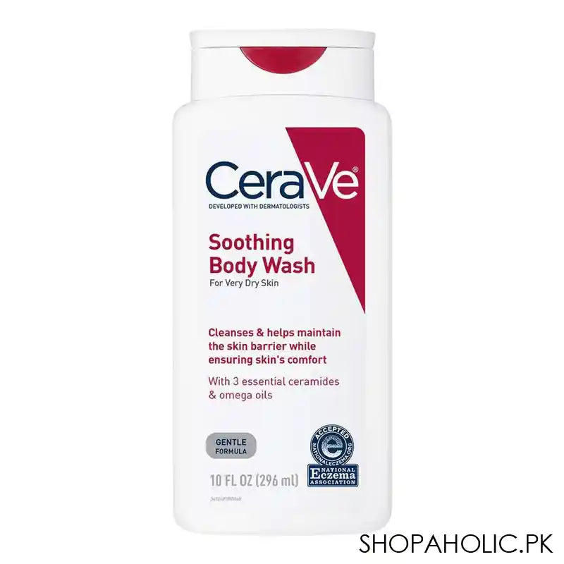 CeraVe Soothing Body Wash, With 3 Essential Ceramides & Omega Oil, Gentle Formula For Very Dry Skin, 296ml - Main Image