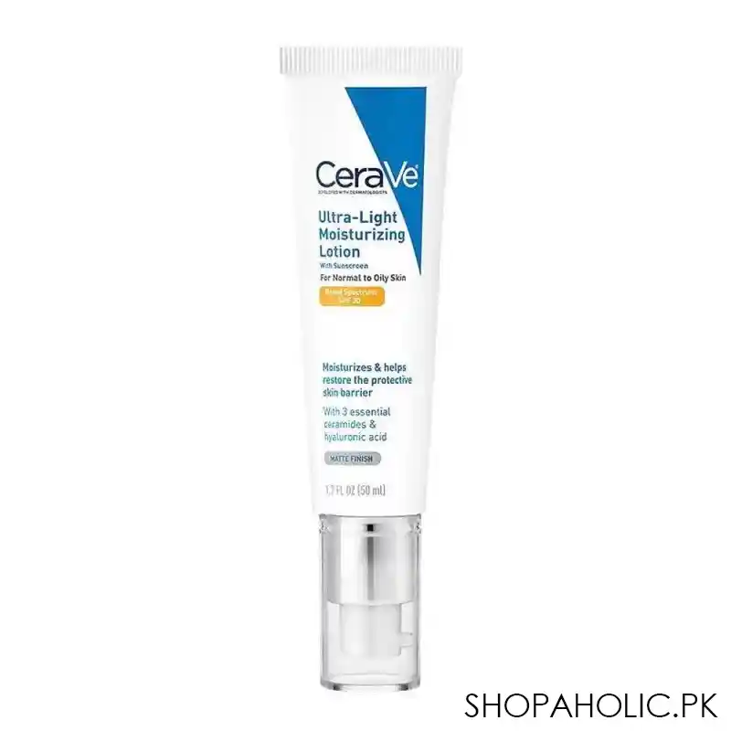 cerave ultra light moisturizing sunscreen spf30 lotion, 50ml main image