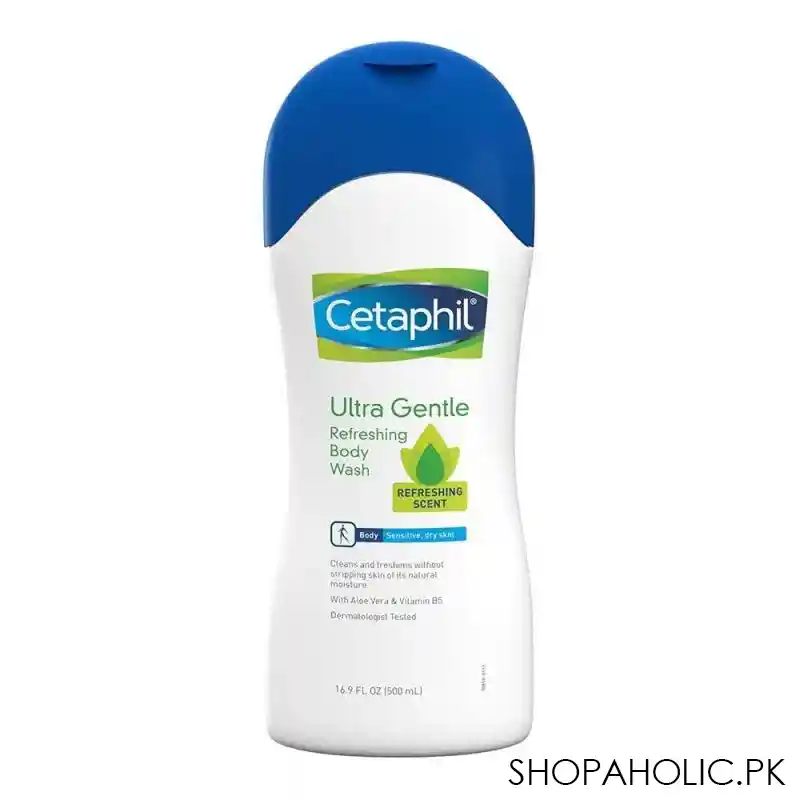 cetaphil ultra gentle refreshing scent body wash, sensitive & dry skin, 500ml main image