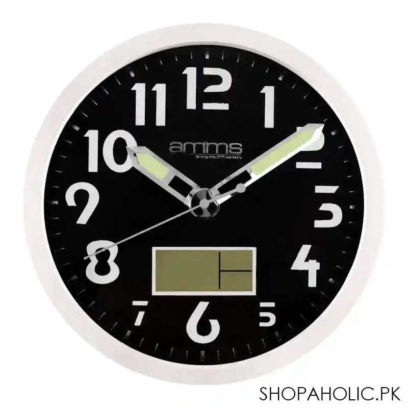 champion wall clock, white round case & black background, silver 1278 main image