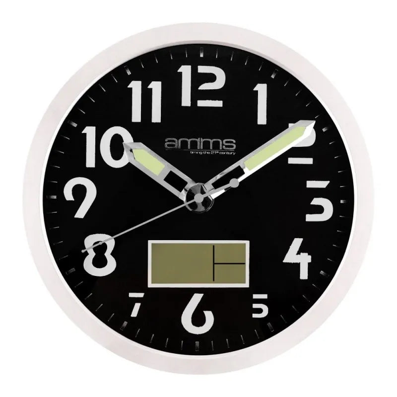 champion wall clock, white round case & black background, silver 1278 main image