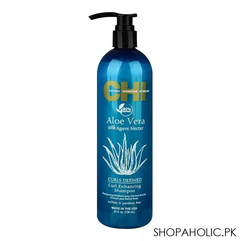 CHI Aloe Vera With Agave Nectar, Curls Defined Curl Enhancing Shampoo, Sulphate & Paraben Free, 739ml - Main Image