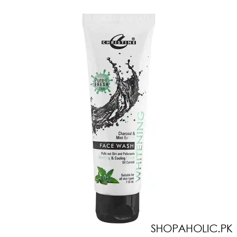 Christine Whitening Mint & Charcoal Extract Face Wash, Soothing & Cooling Effect, 110ml - Main Image