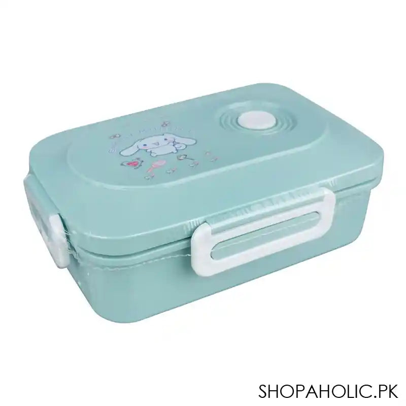 Cinnamoroll Plastic Lunch Box, 3 Compartments, Spoon & Fork, 1100ml, Sea Green, 7.3in (H) x 4.7in (W) x 2in (D), Tq-158 - Image 3