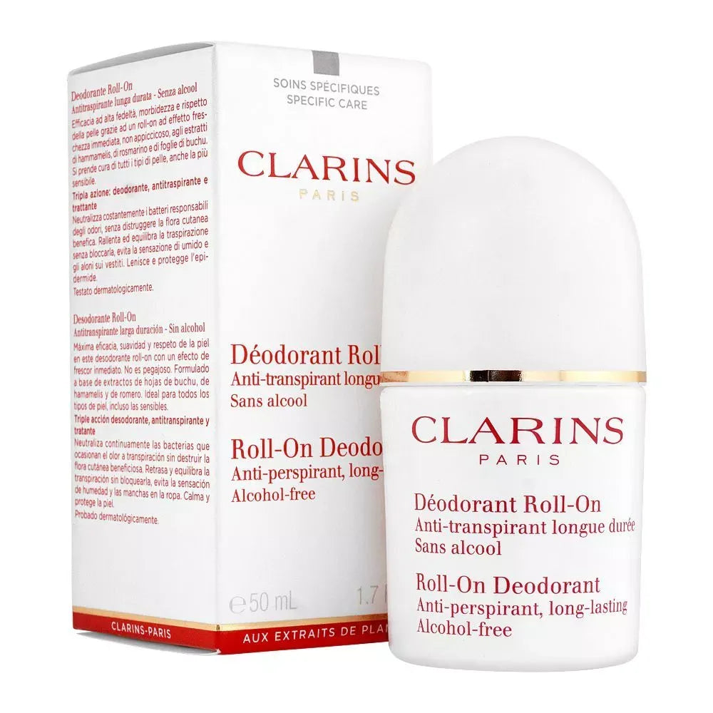 clarins paris anti perspirant deodorant roll on, 50ml main image