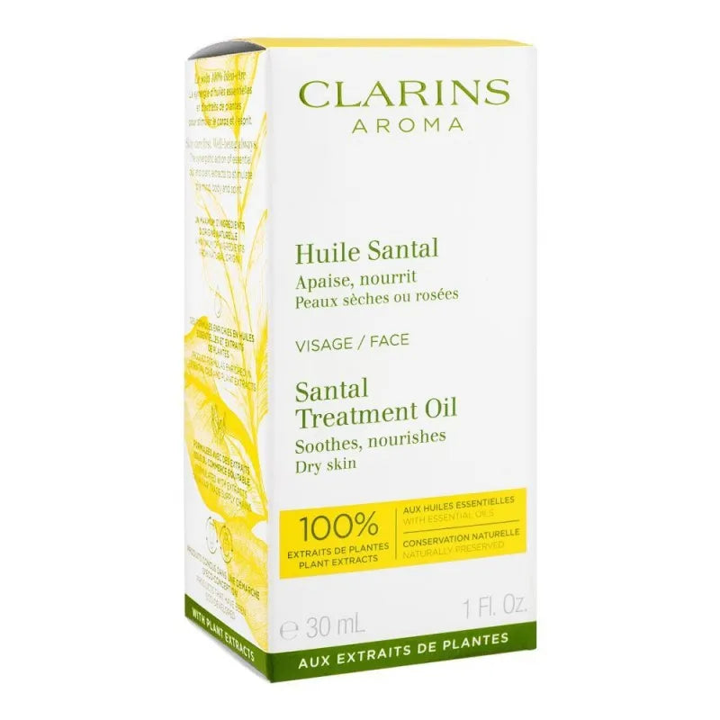 clarins paris aroma santal dry skin treatment oil, dry skin, 30ml image2