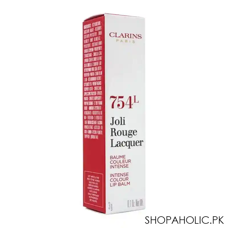 clarins paris joli rouge lacquer intense colour lip balm, 754l deep red image2