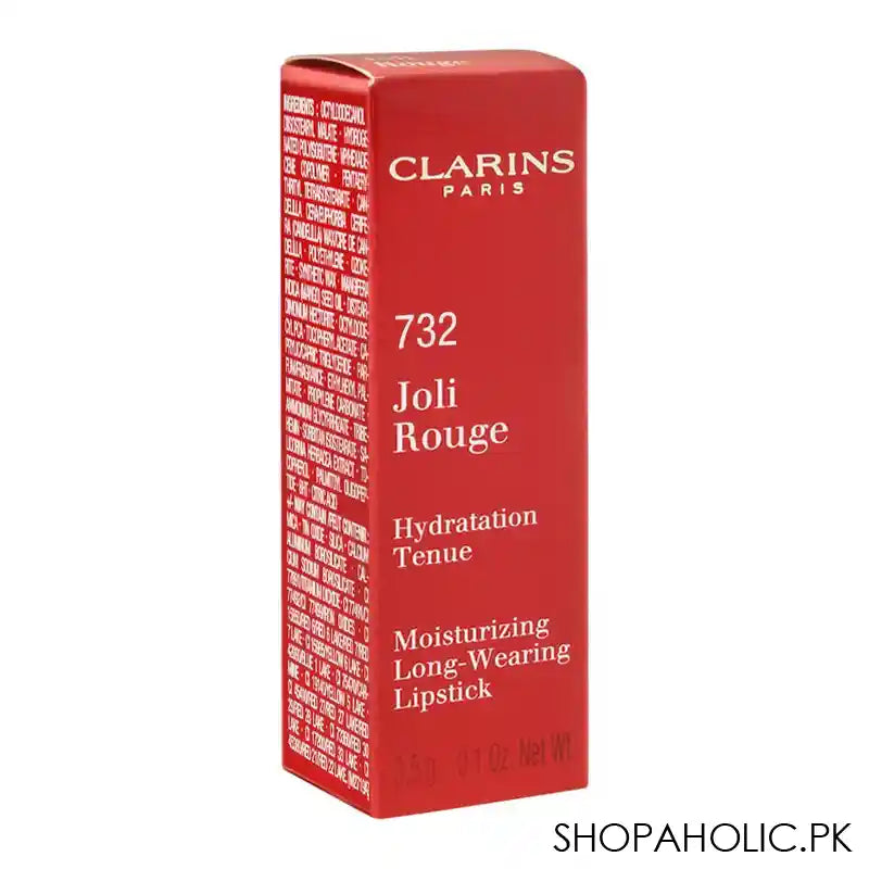 Clarins Paris Joli Rouge Moisturizing Long-Wearing Lipstick, 732 Grenadine - Image 4