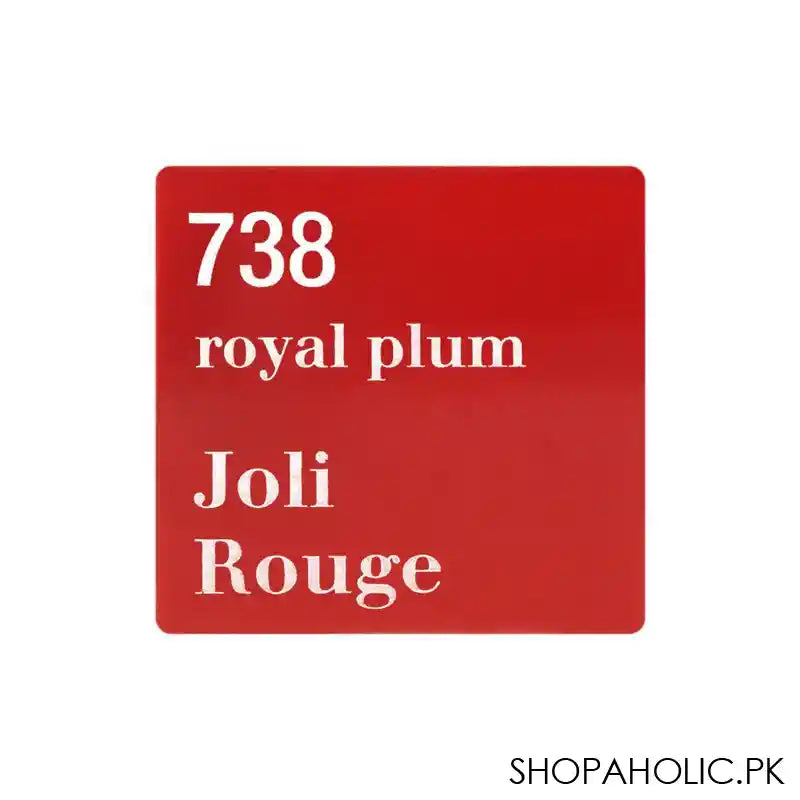 Clarins Paris Joli Rouge Moisturizing Long-Wearing Lipstick, 738 Royal Plum - Image 3