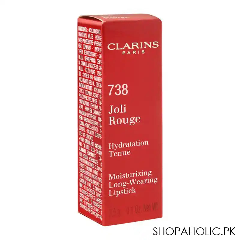 Clarins Paris Joli Rouge Moisturizing Long-Wearing Lipstick, 738 Royal Plum - Image 5