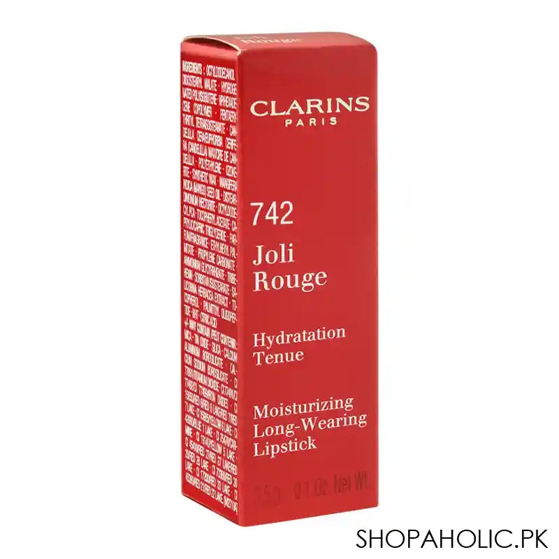 Clarins Paris Joli Rouge Moisturizing Long-Wearing Lipstick, 742 Joli Rouge - Image 4