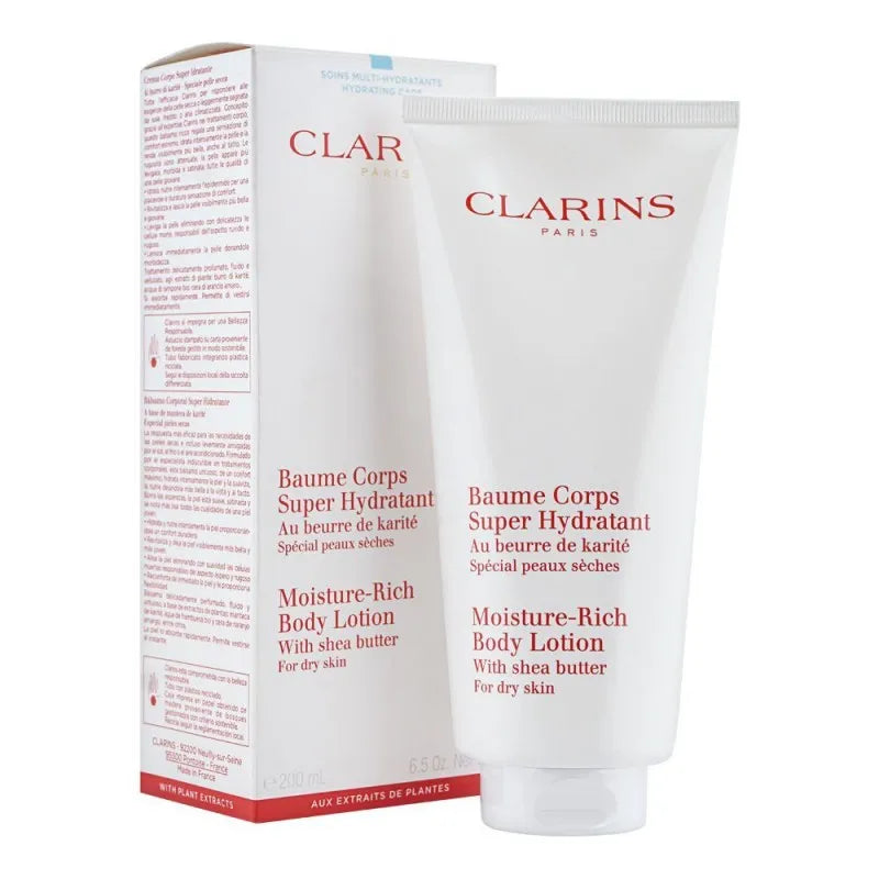 clarins paris moisture rich shea butter body lotion, dry skin, 200ml main image