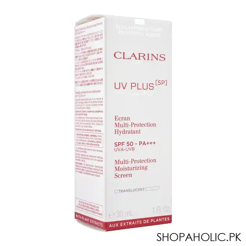 Clarins Paris UV Plus SPF 50 Multi-Protection Moisturizing Sunscreen, Translucent, 30ml - Image 2