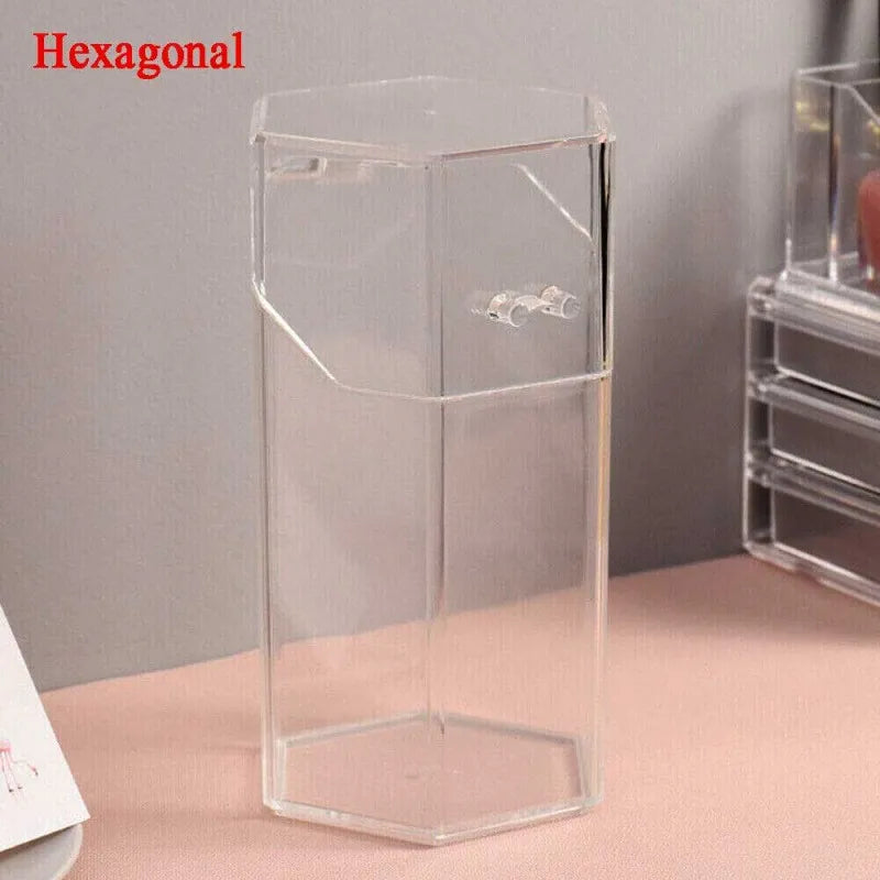 clear acrylic makeup brush holder dustproof organizer storage case with pearls image5