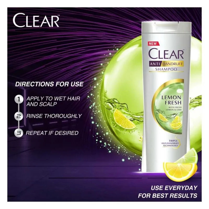 clear lemon fresh triple anti dandruff shampoo, 185ml image7