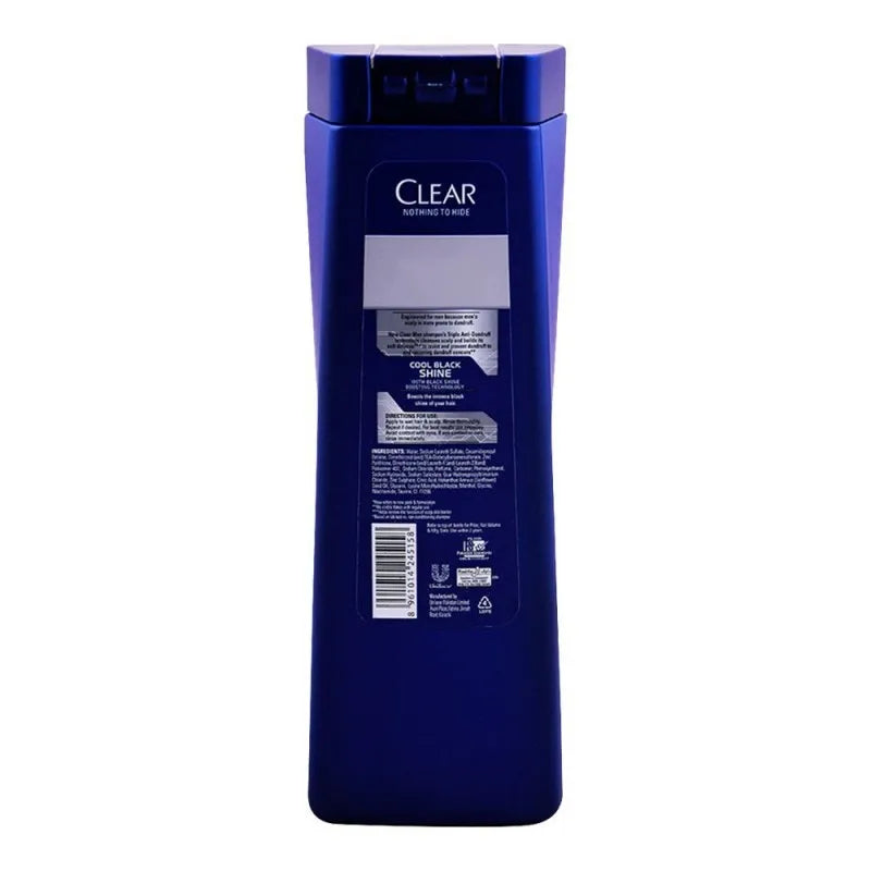 clear men triple anti dandruff cool black shine shampoo, 180ml image3