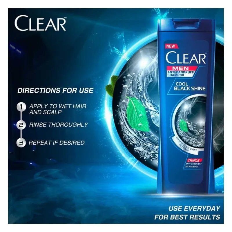 clear men triple anti dandruff cool black shine shampoo, 180ml image6