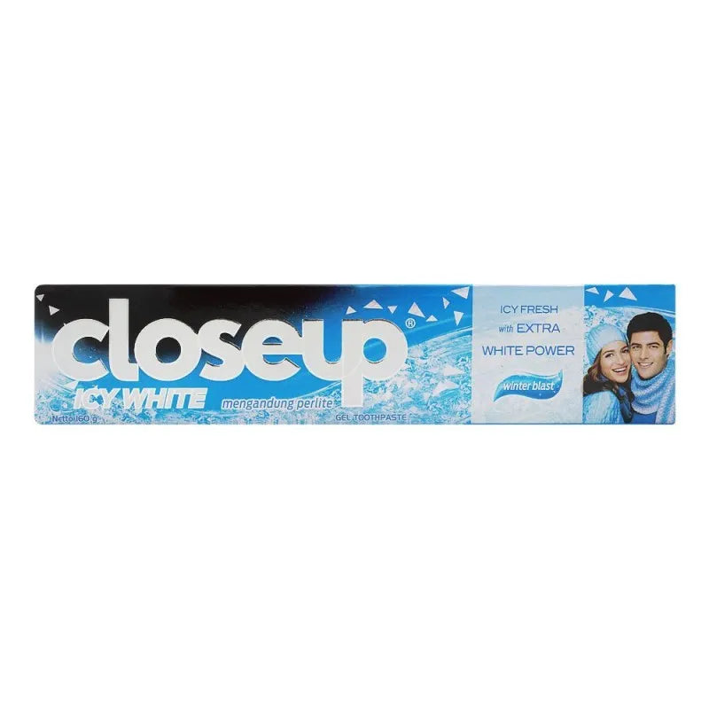 closeup icy white winter blast gel toothpaste, imported, 160g image2