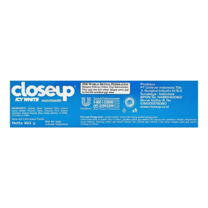 closeup icy white winter blast gel toothpaste, imported, 160g image3