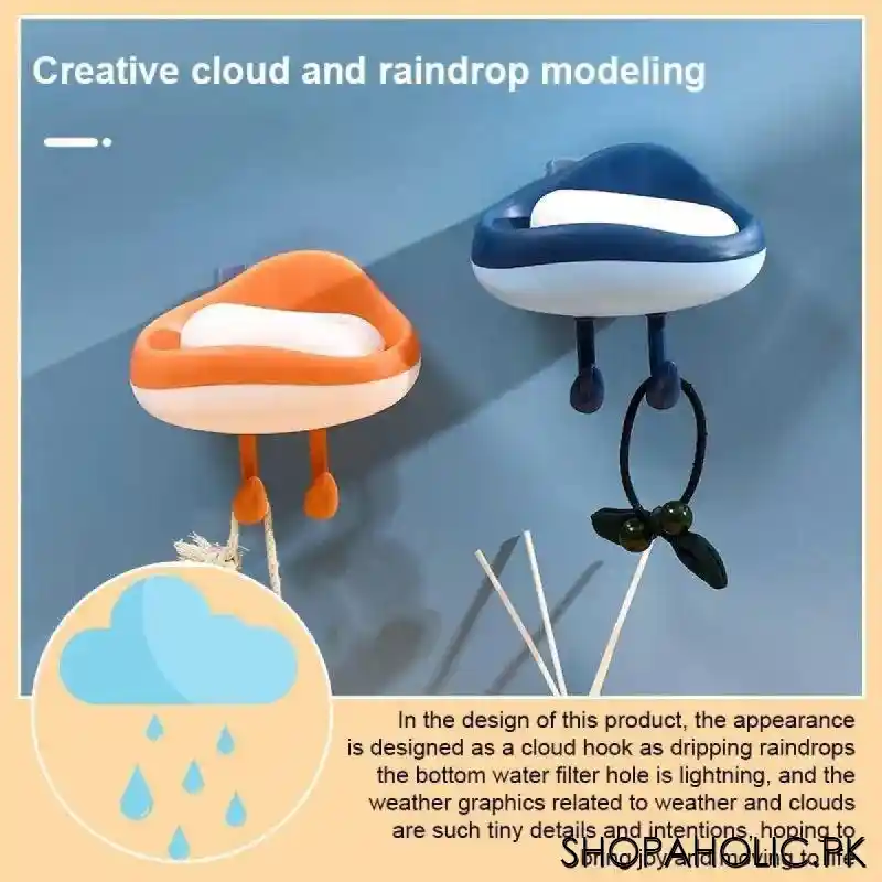 cloud shape wall hanging soap box with detachable hooks holder image6