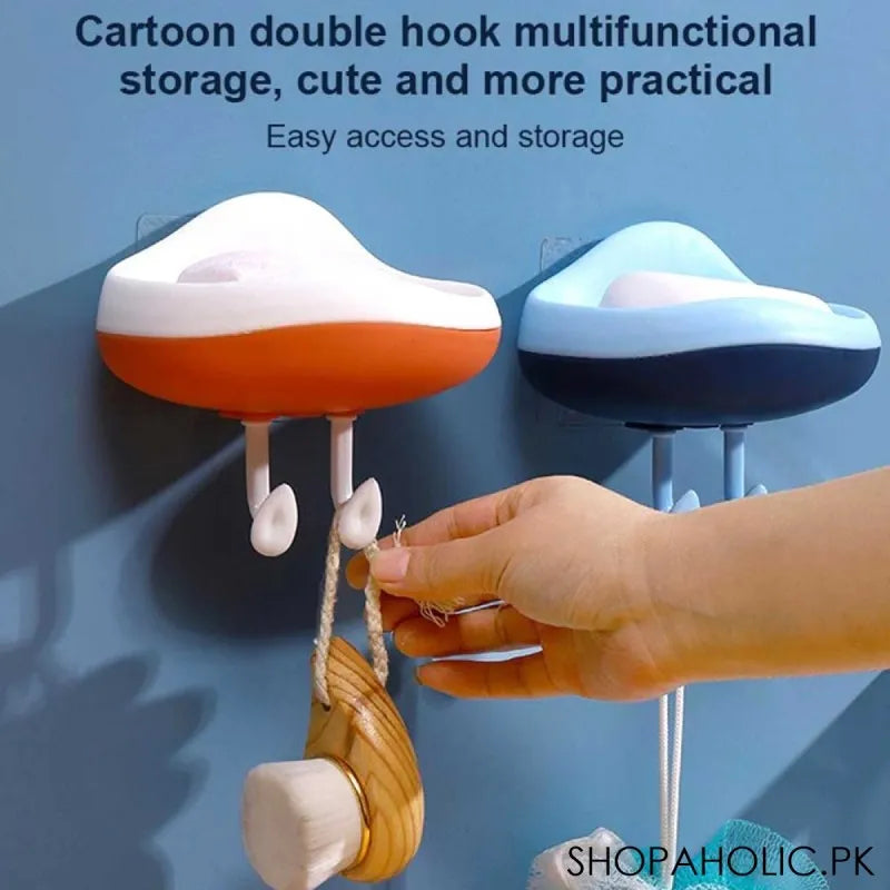 cloud shape wall hanging soap box with detachable hooks holder main image