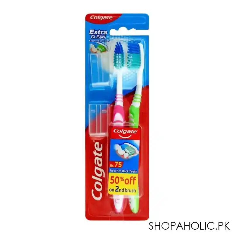 colgate extra clean soft toothbrush, 2 pack main image