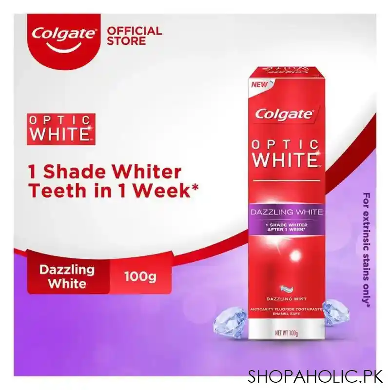 colgate optic white dazzling white mint toothpaste 100g main image