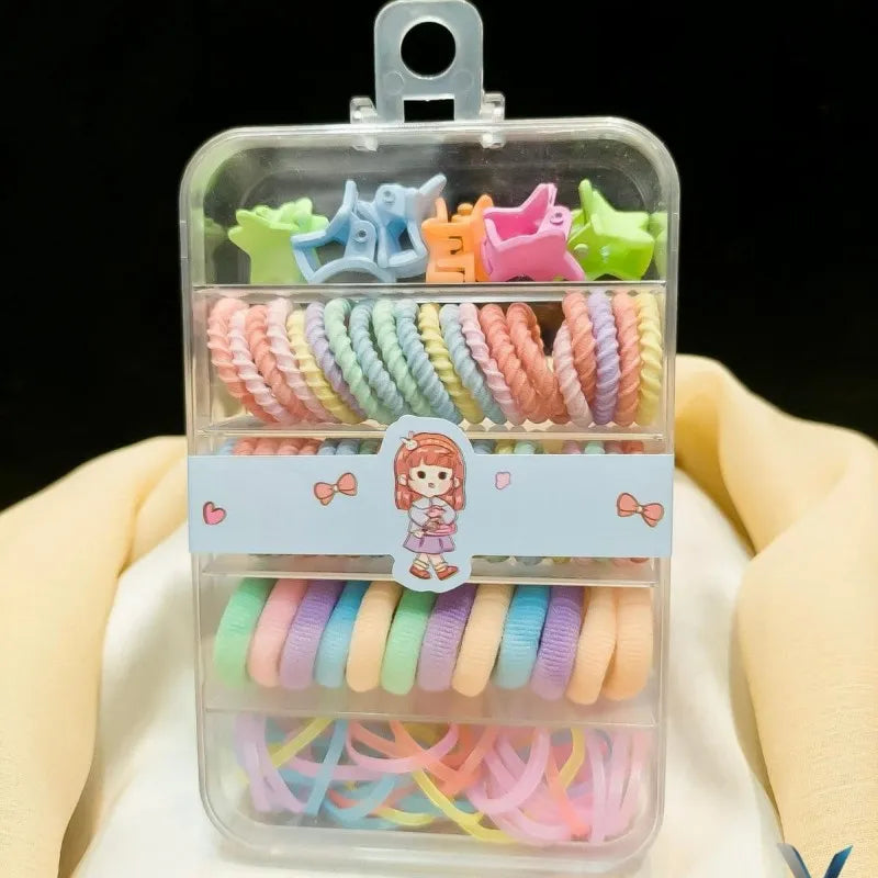 colorful hair rubber bands set with organizer box image2