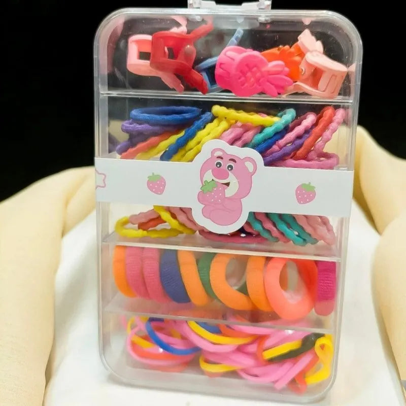 colorful hair rubber bands set with organizer box image3