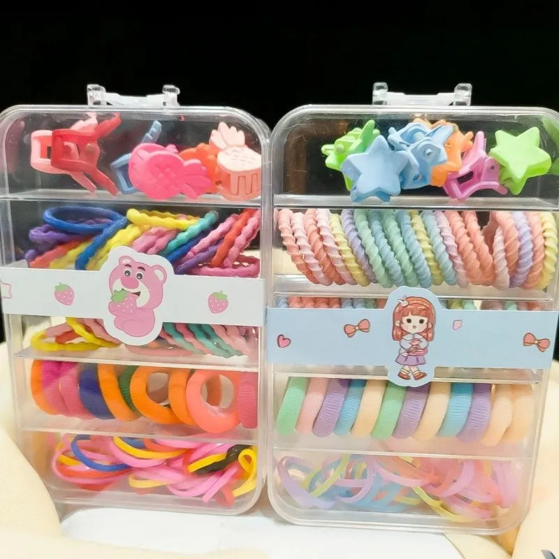 colorful hair rubber bands set with organizer box image4