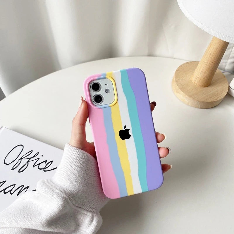 Colorful Rainbow Silicone iPhone Logo Case Cover