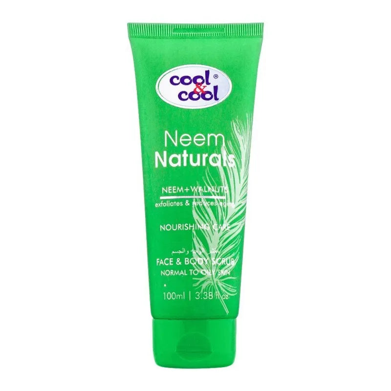 cool & cool neem naturals nourishing care face & body scrub, 100ml main image