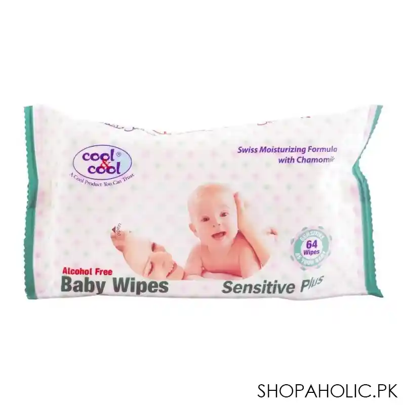 cool & cool sensitive plus alcohol free baby wipes, 64 pack main image