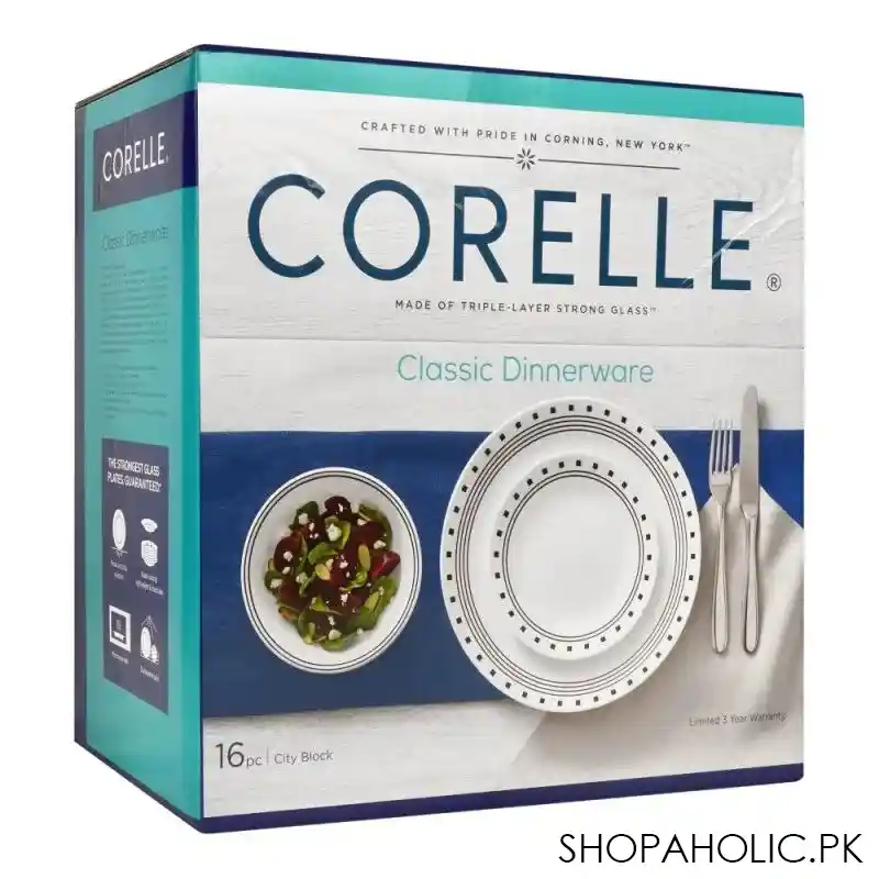 corelle classic dinnerware set, city block 16 pack, 16s ct ph image2