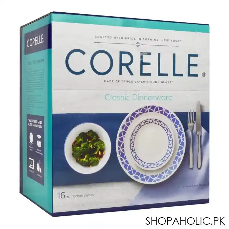 corelle classic dinnerware set, cobalt circles 16 pack, 16s cbc ph image2