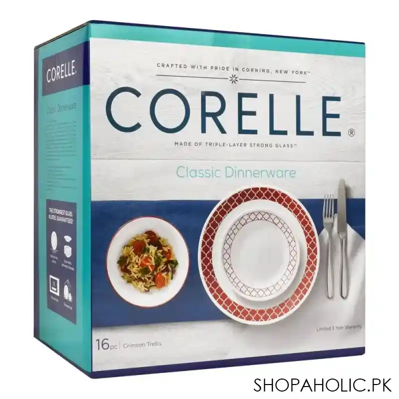 corelle classic dinnerware set, crimson trellis 16 pack, 16s crt ph image2